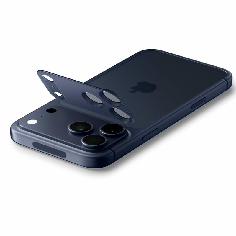 Folie sticla camera iPhone 17 Pro Max Spigen Glas.tR Optik EZ Fit Pro XL, albastru