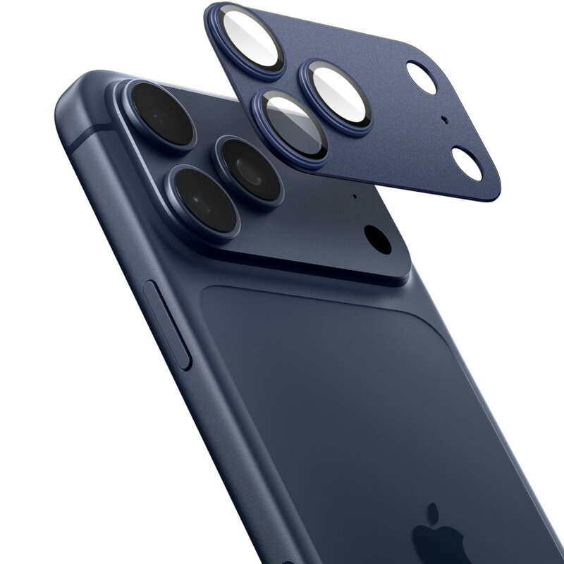 Folie sticla camera iPhone 17 Pro Spigen Glas.tR Optik EZ Fit Pro XL, albastru