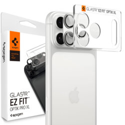 Folie sticla camera iPhone 17 Pro Max Spigen Glas.tR Optik EZ Fit Pro XL, argintiu