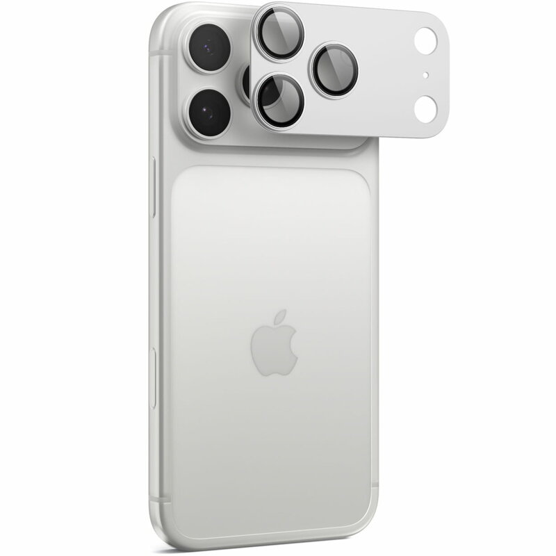 Folie sticla camera iPhone 17 Pro Max Spigen Glas.tR Optik EZ Fit Pro XL, argintiu