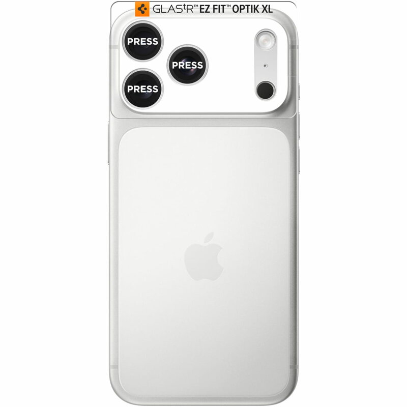 Folie sticla camera iPhone 17 Pro Max Spigen Glas.tR Optik EZ Fit Pro XL, argintiu