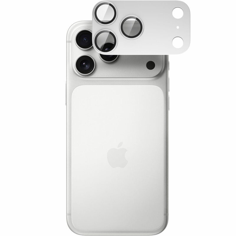 Folie sticla camera iPhone 17 Pro Max Spigen Glas.tR Optik EZ Fit Pro XL, argintiu