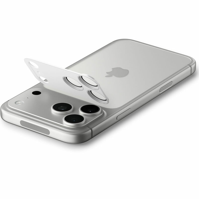 Folie sticla camera iPhone 17 Pro Spigen Glas.tR Optik EZ Fit Pro XL, argintiu
