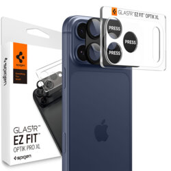 Folie sticla camera iPhone 17 Pro Max Spigen Glas.tR Optik EZ Fit Pro XL, negru
