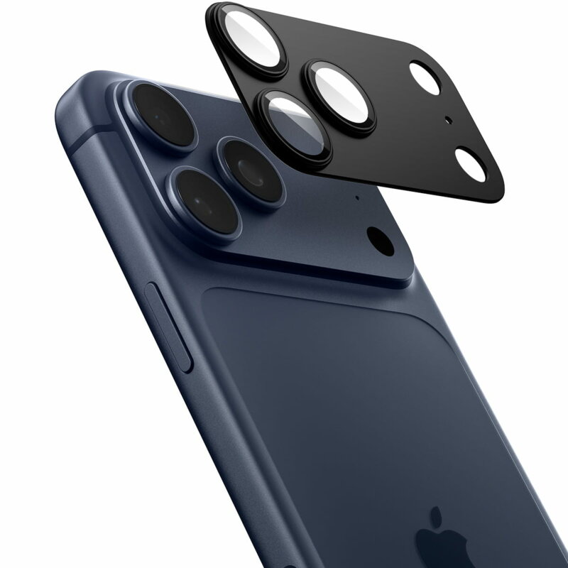 Folie sticla camera iPhone 17 Pro Max Spigen Glas.tR Optik EZ Fit Pro XL, negru