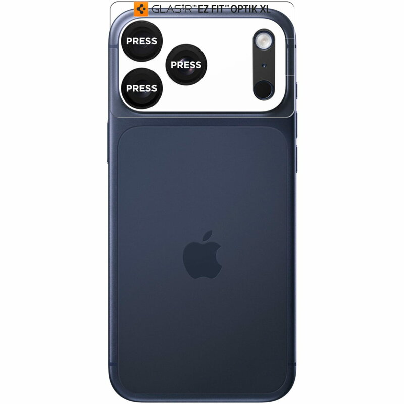 Folie sticla camera iPhone 17 Pro Spigen Glas.tR Optik EZ Fit Pro XL, negru
