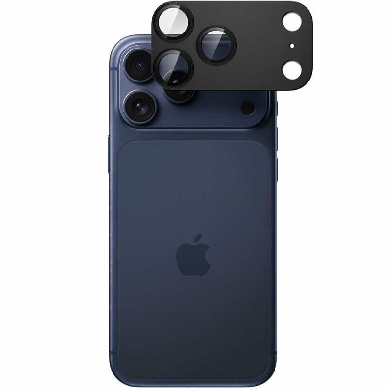 Folie sticla camera iPhone 17 Pro Spigen Glas.tR Optik EZ Fit Pro XL, negru