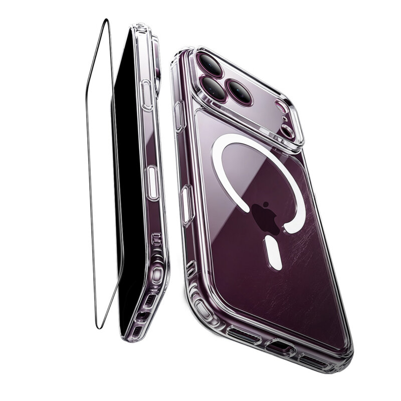 [Pachet 360°] Husa + folie iPhone 17 Pro ESR Classic Hybrid HaloLock, transparenta