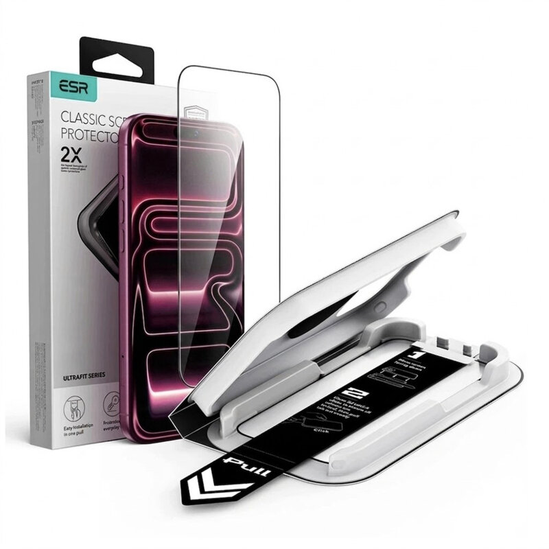 Folie sticla iPhone 17 Pro ESR Tempered Glass UltraFit Classic, transparenta