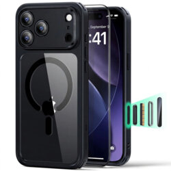 [Pachet 360°] Husa + folie iPhone 18 Pro Max ESR Classic Hybrid HaloLock, negru/transparenta