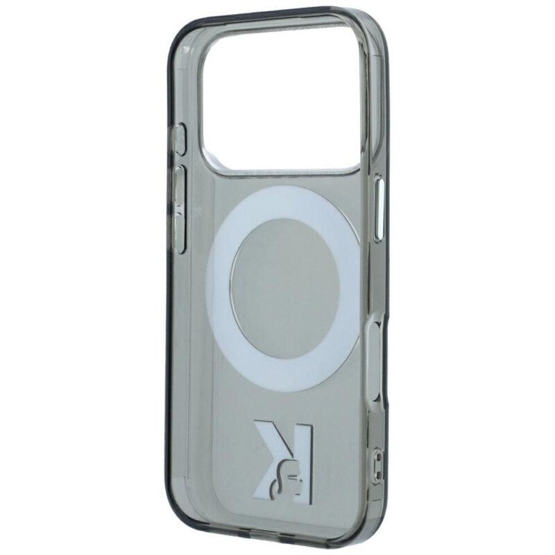 Husa iPhone 17 Pro Karl Lagerfeld Hardcase IML Ring Stand MagSafe Kameo Metal, negru