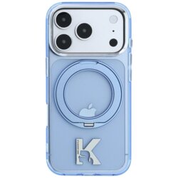 Husa iPhone 17 Pro Karl Lagerfeld Hardcase IML Ring Stand MagSafe Kameo Metal, bleu