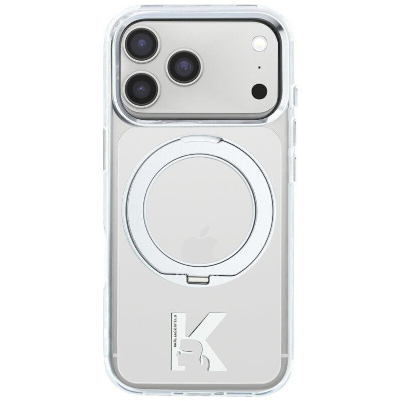 Husa iPhone 18 Pro Karl Lagerfeld Hardcase IML Ring Stand MagSafe Kameo Metal, clear