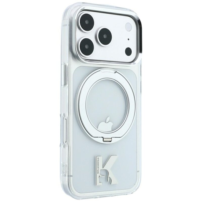 Husa iPhone 18 Pro Max Karl Lagerfeld HC IML Ring Stand MagSafe Kameo Metal, clear
