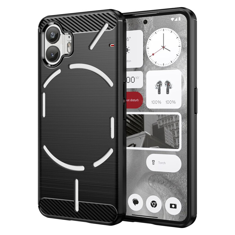 Husa Nothing Phone (2) Techsuit Carbon Silicone, negru