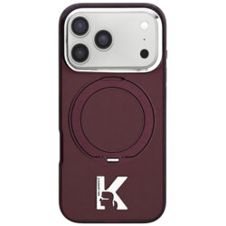 Husa iPhone 17 Pro Karl Lagerfeld Hardcase IML Ring Stand MagSafe Kameo Metal, burgundy