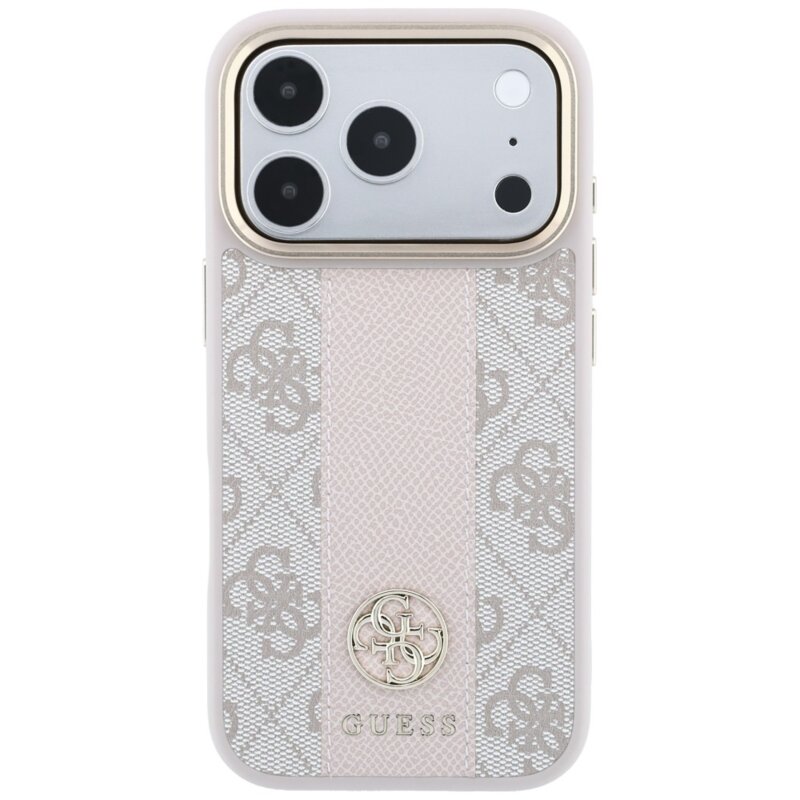 Husa Guess iPhone 18 Pro Max Leather 4G Stripe Round Classic Logo MagSafe, roz, GUHMP18X6P4G4RCP