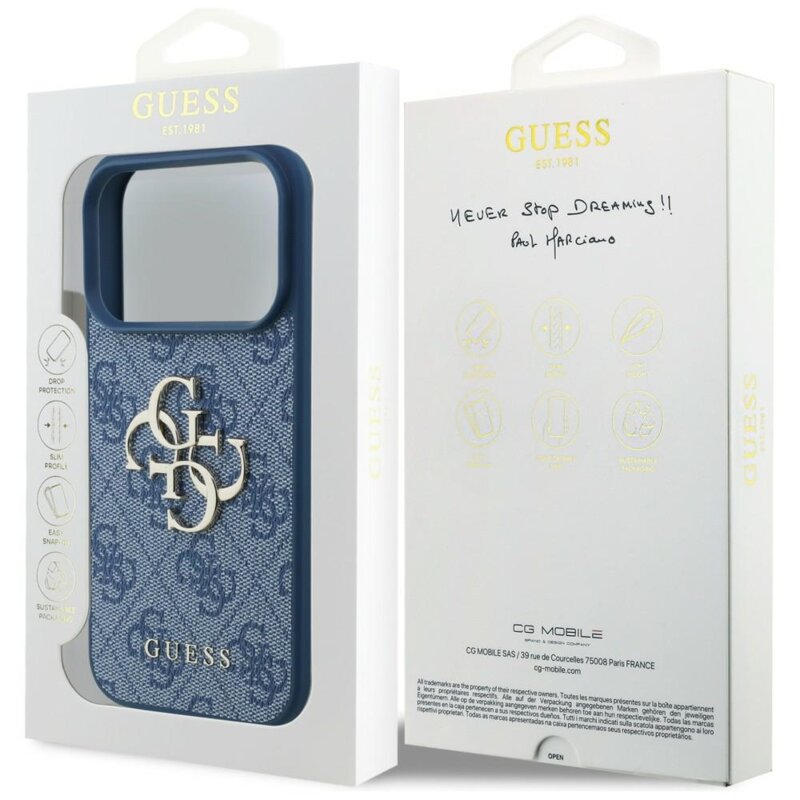 Husa originala Guess iPhone 18 Pro Hardcase 4G Big Logo, albastru, GUHCP18L4GMGBL