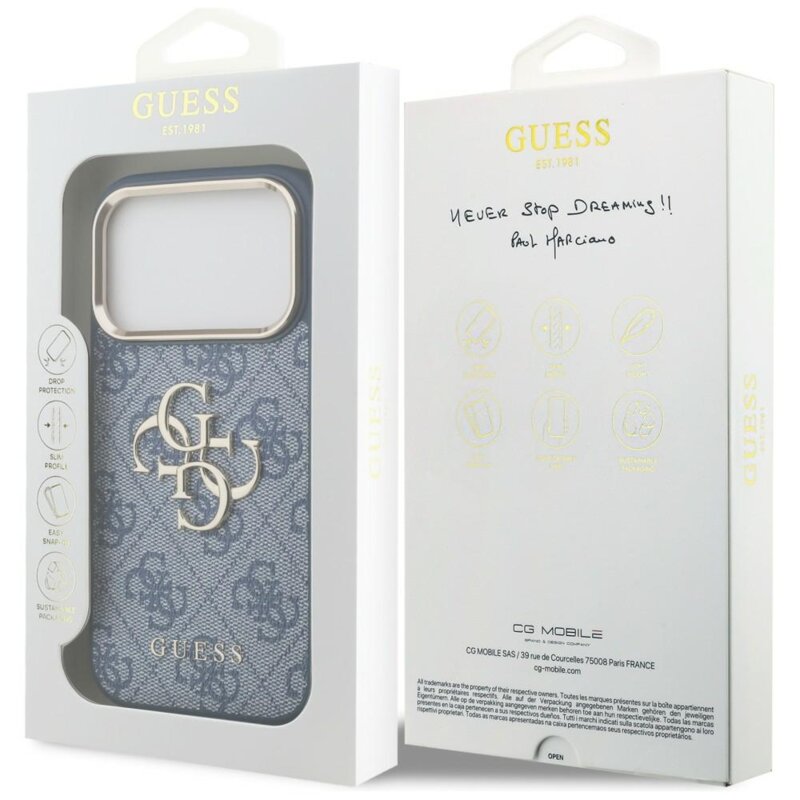Husa originala Guess iPhone 18 Pro Max Hardcase 4G Big Classic Logo, albastru, GUHCP18X4GMGCBL
