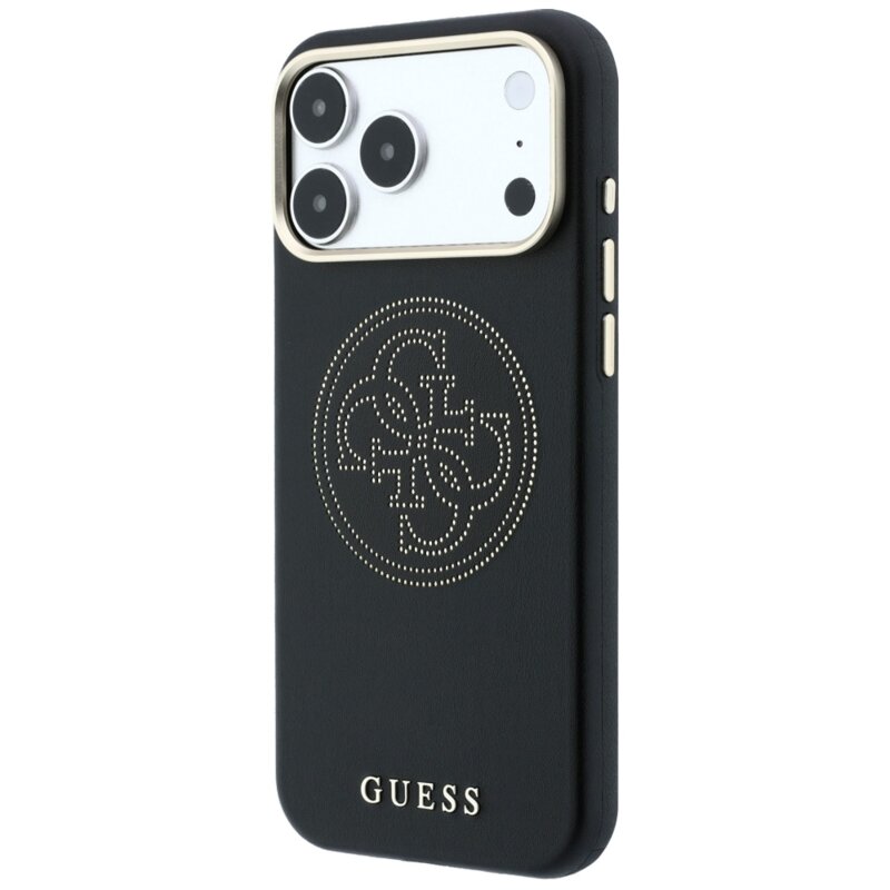Husa iPhone 18 Pro Max Guess Leather Perforated 4G MagSafe, negru, GUHMP18X6PS4SRGK