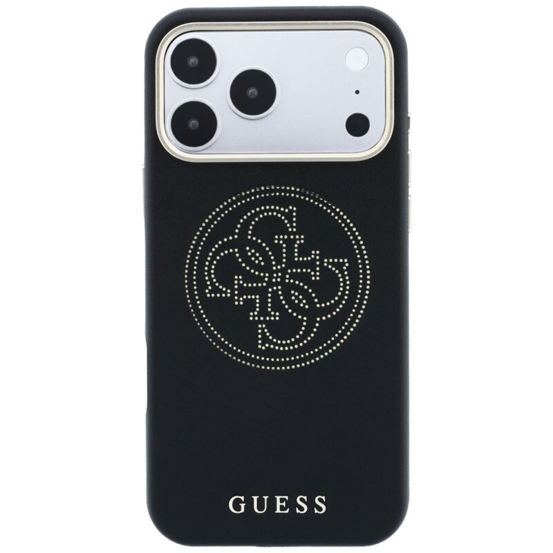 Husa iPhone 18 Pro Max Guess Leather Perforated 4G MagSafe, negru, GUHMP18X6PS4SRGK