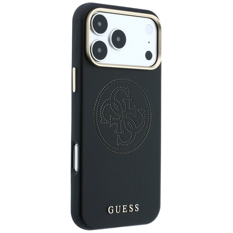 Husa iPhone 18 Pro Max Guess Leather Perforated 4G MagSafe, negru, GUHMP18X6PS4SRGK