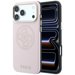 Husa iPhone 18 Pro Guess Leather Perforated 4G MagSafe, roz, GUHMP18L6PS4SRGP