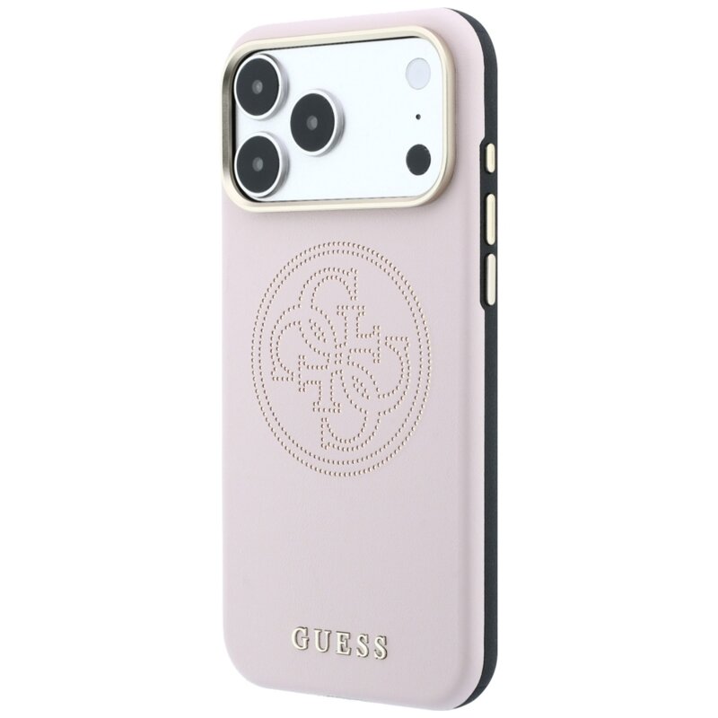 Husa iPhone 18 Pro Guess Leather Perforated 4G MagSafe, roz, GUHMP18L6PS4SRGP