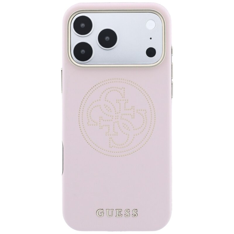 Husa iPhone 18 Pro Guess Leather Perforated 4G MagSafe, roz, GUHMP18L6PS4SRGP