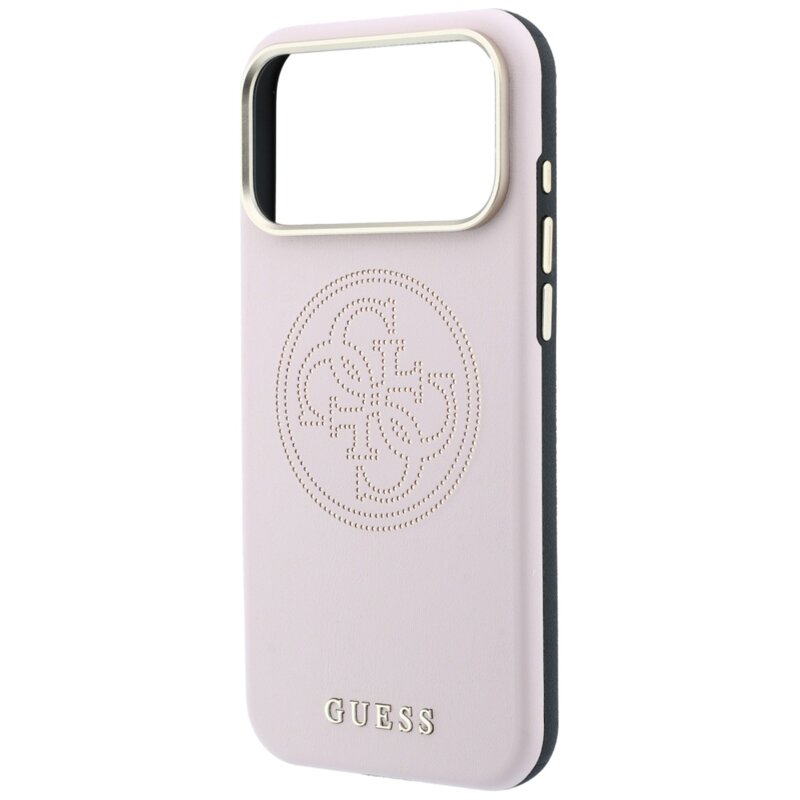 Husa iPhone 18 Pro Guess Leather Perforated 4G MagSafe, roz, GUHMP18L6PS4SRGP