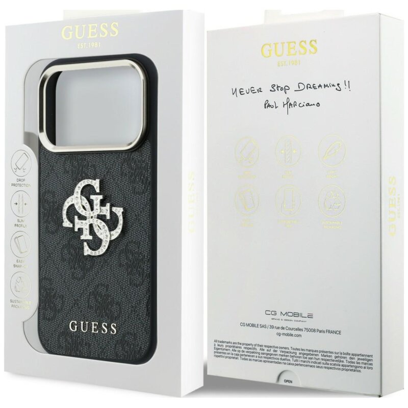 Husa originala Guess iPhone 18 Pro Max Hardcase 4G Big Strass Logo, negru, GUHCP18X6P4DSMLK