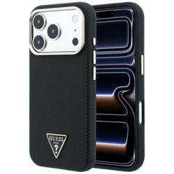 Husa originala Guess iPhone 18 Pro Kevlar Triangle Logo MagSafe, negru, GUHMP18L6PWKSGTK