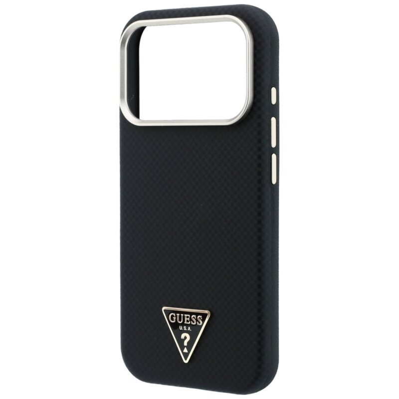 Husa originala Guess iPhone 18 Pro Kevlar Triangle Logo MagSafe, negru, GUHMP18L6PWKSGTK
