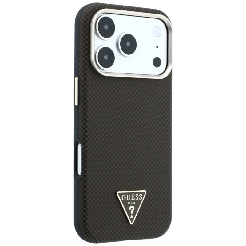 Husa originala Guess iPhone 18 Pro Kevlar Triangle Logo MagSafe, maro, GUHMP18L6PWKSGTW