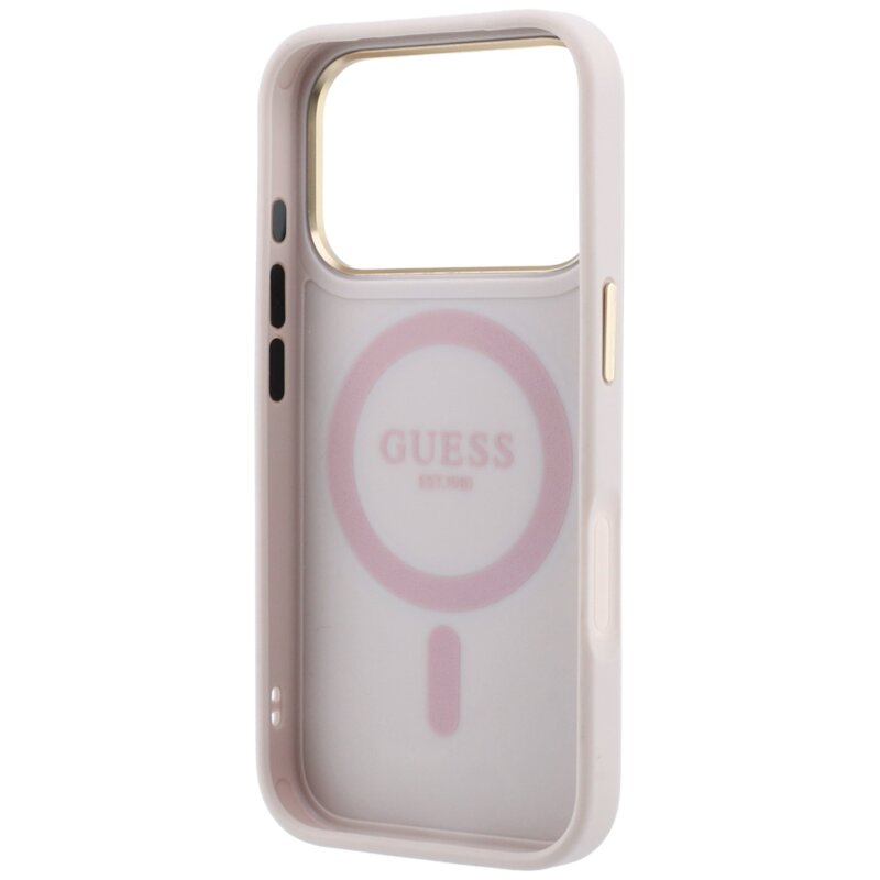 Husa Guess iPhone 18 Pro Max Ring Stand Classic Logo MagSafe, roz, GUHMP18X6PS4RSCLP