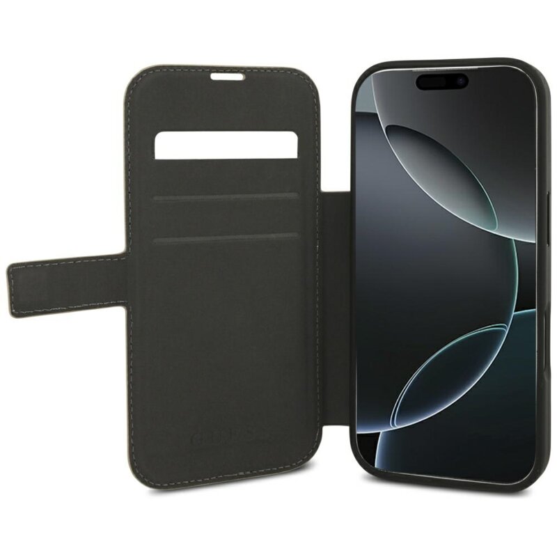 Husa tip carte iPhone 18 Pro Guess Book 4G Metal Logo, roz, GUBKP18L4GMGPI