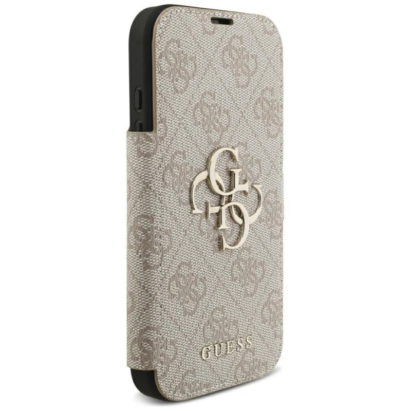 Husa tip carte iPhone 18 Pro Guess Book 4G Metal Logo, roz, GUBKP18L4GMGPI