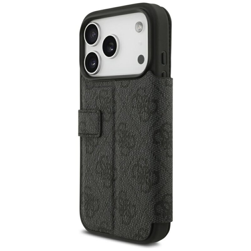 Husa tip carte iPhone 18 Pro Guess Book 4G Metal Logo, negru, GUBKP18L4GMGGR
