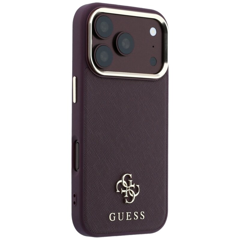 Husa Guess Saffiano Small 4G Classic MagSafe iPhone 18 Pro, bordo, GUHMP18L6PSA4DMU