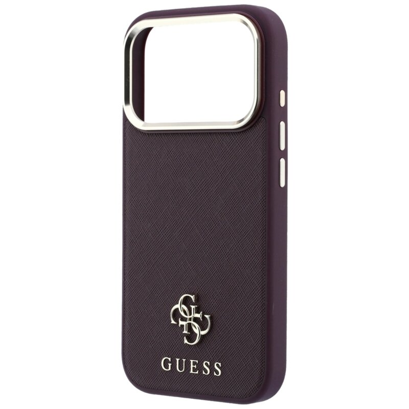 Husa Guess Saffiano Small 4G Classic MagSafe iPhone 18 Pro, bordo, GUHMP18L6PSA4DMU