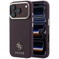 Husa Guess Saffiano Small 4G Classic MagSafe iPhone 17 Pro, bordo, GUHMP18L6PSA4DMU