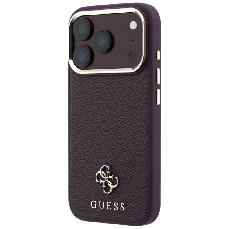 Husa Guess Saffiano Small 4G Classic MagSafe iPhone 17 Pro, bordo, GUHMP18L6PSA4DMU