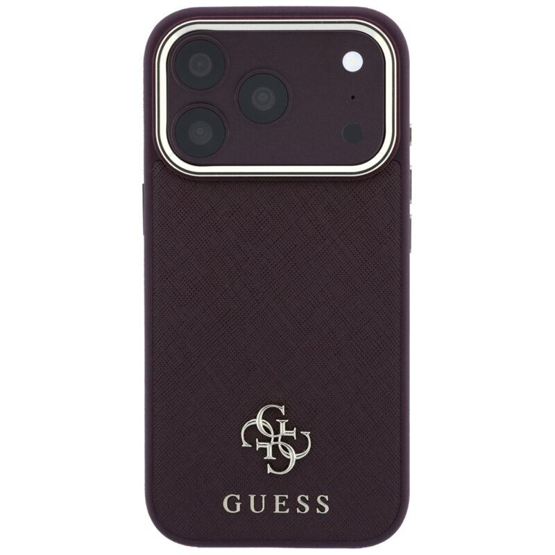 Husa Guess Saffiano Small 4G Classic MagSafe iPhone 17 Pro, bordo, GUHMP18L6PSA4DMU