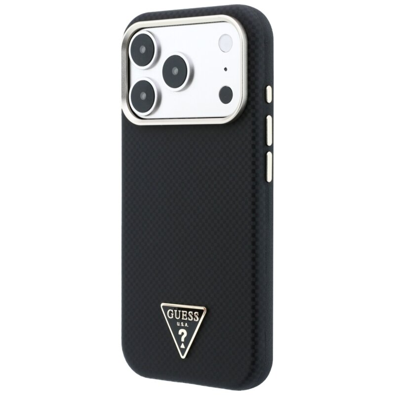 Husa originala Guess iPhone 17 Pro Kevlar Triangle Logo MagSafe, negru, GUHMP18L6PWKSGTK