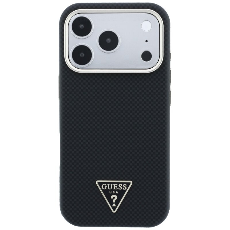 Husa originala Guess iPhone 17 Pro Kevlar Triangle Logo MagSafe, negru, GUHMP18L6PWKSGTK