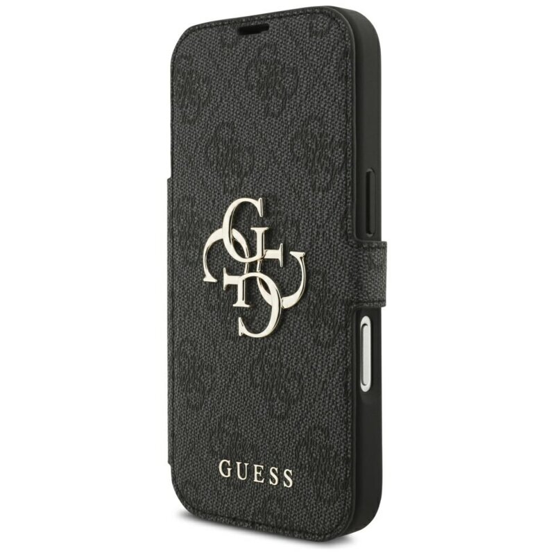 Husa tip carte iPhone 17 Pro Guess Book 4G Metal Logo, negru, GUBKP18L4GMGGR