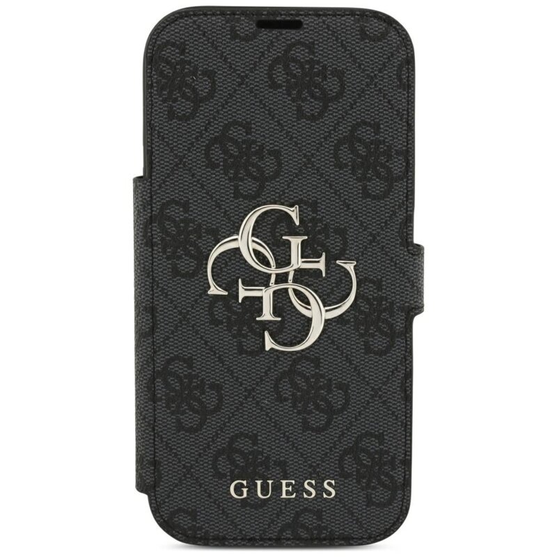 Husa tip carte iPhone 17 Pro Guess Book 4G Metal Logo, negru, GUBKP18L4GMGGR