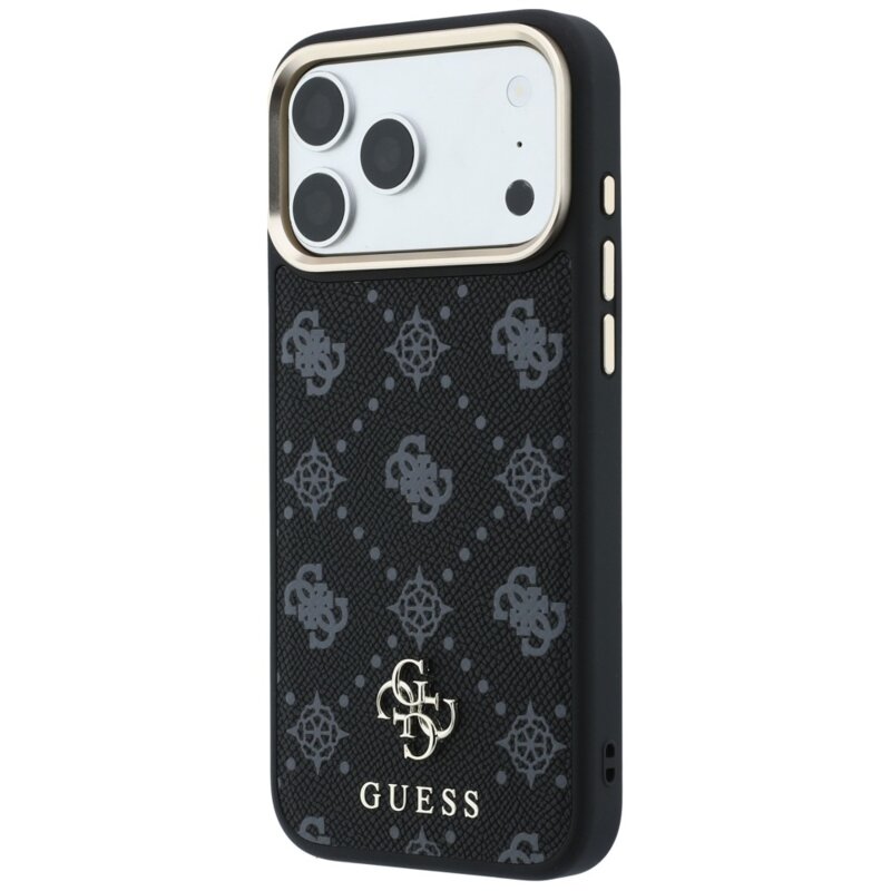 Husa iPhone 17 Pro Guess Peony 4G Small Logo MagSafe, negru,GUHMP18L6PGS4NPK