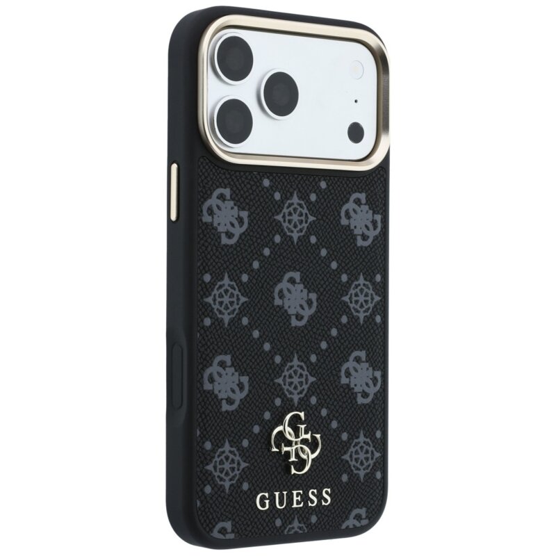 Husa iPhone 17 Pro Guess Peony 4G Small Logo MagSafe, negru,GUHMP18L6PGS4NPK