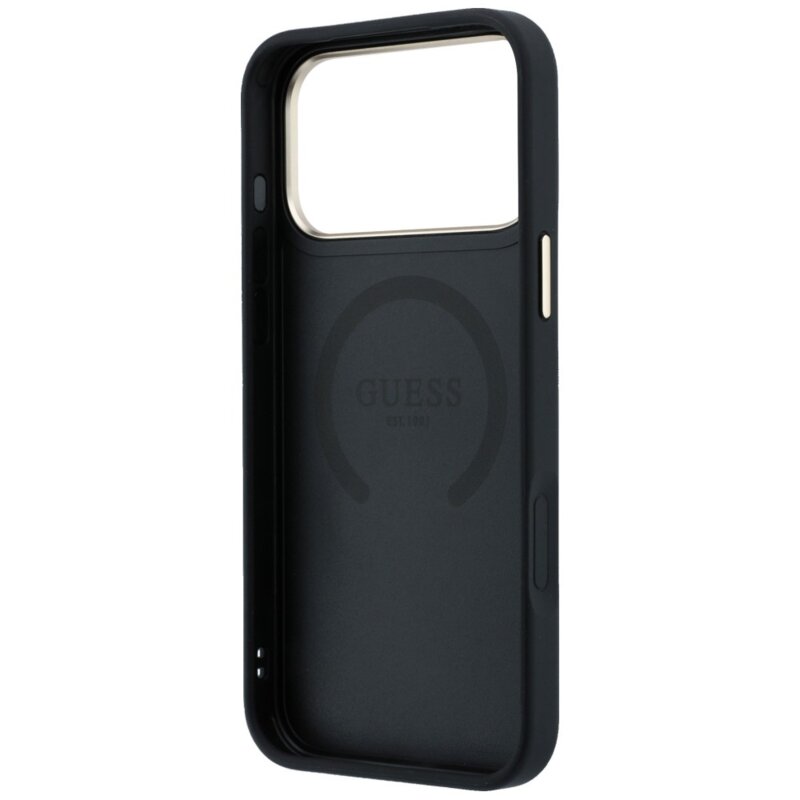 Husa iPhone 17 Pro Guess Peony 4G Small Logo MagSafe, negru,GUHMP18L6PGS4NPK